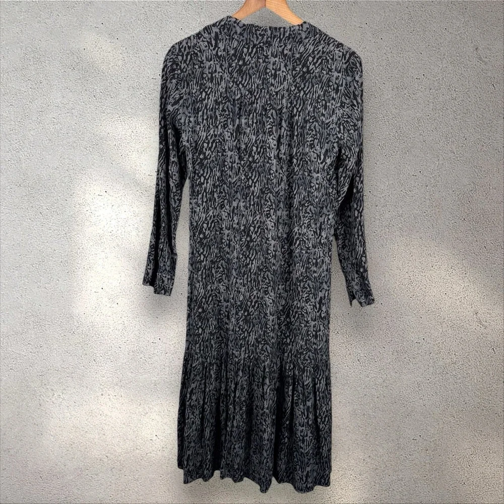 Rails Beatrice Charcoal Abstract Animal Button Front Long Sleeve Shirt Dress S - Picture 5 of 6